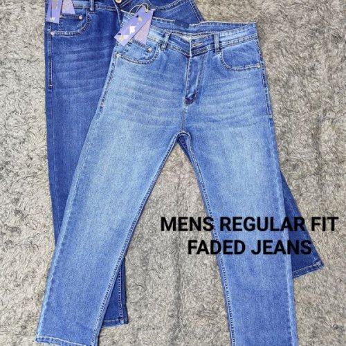 Mens Regular Fit Faded Jeans