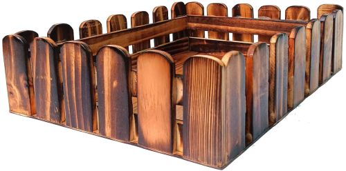 Rectangular Fence Crate Dual Slot Burnt Wooden Box