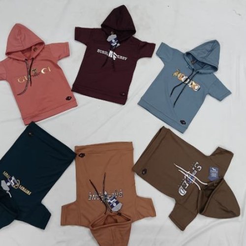 Kids Stylish Half Sleeves Hooded T-Shirt