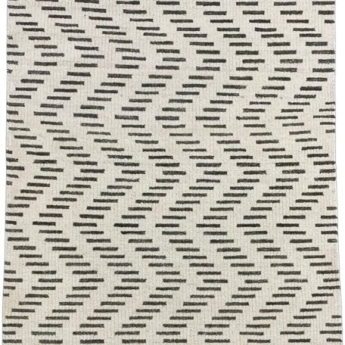 Modern Geometric Gray &AMP; Ivory Zigzag Area Rug