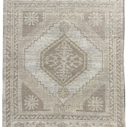 Geometric Beige & Tan Medallion Plush Area Rug