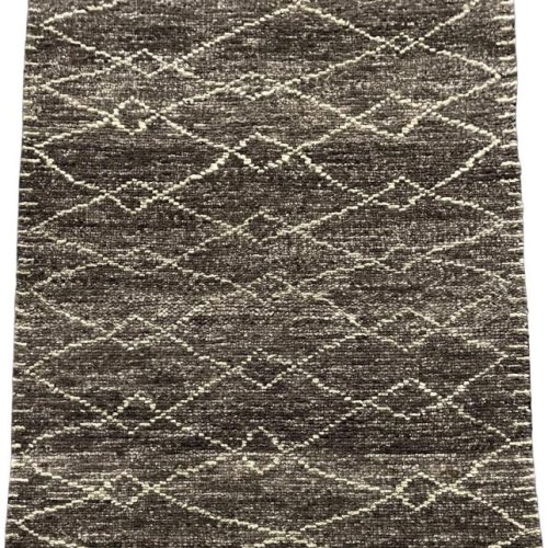 Hand Knotted Tribal Diamond Charcoal & Ivory Area Rug