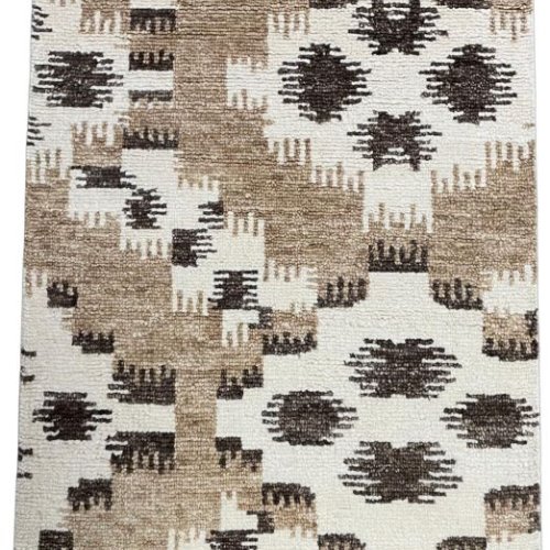 Hand Tufted Brown & Ivory Abstract Geometric Area Rug