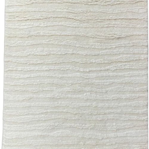 Hand Woven Solid Ivory Textured Shag Area Rug