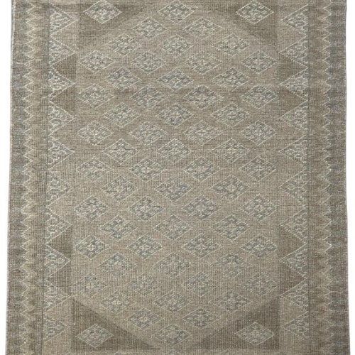 Modern Beige & Gray Diamond Pattern Plush Area Rug
