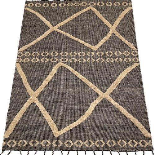Modern Brown & Beige Geometric Diamond Area Rug