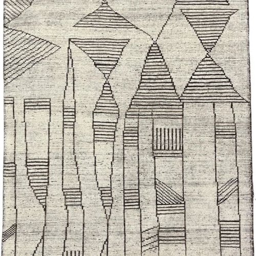 Modern Cream & Brown Abstract Geometric Plush Area Rug