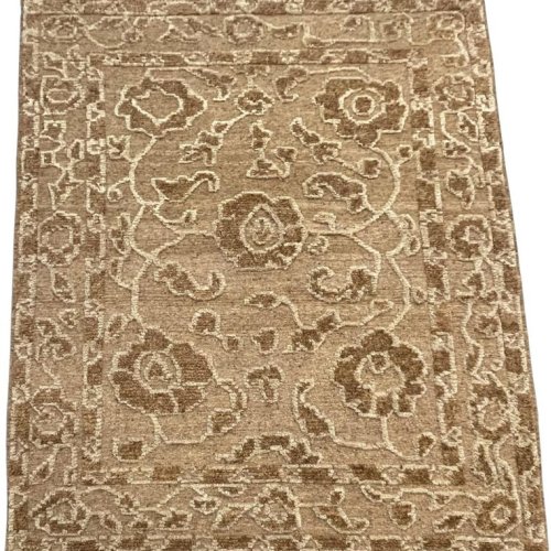 Transitional Beige & Brown Floral Plush Area Rug