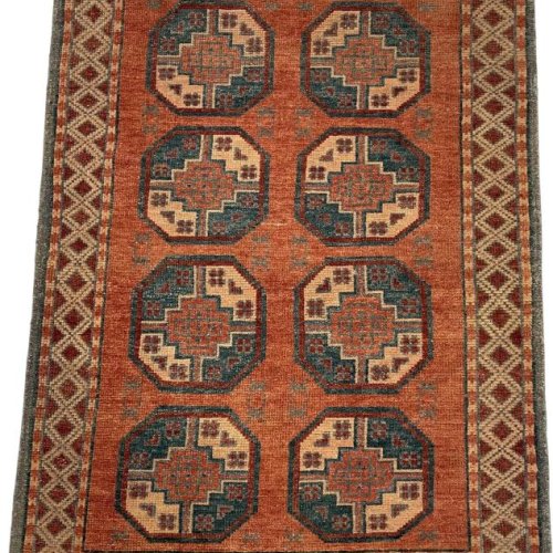 Tribal Terracotta & Teal Geometric Medallion Plush Area Rug