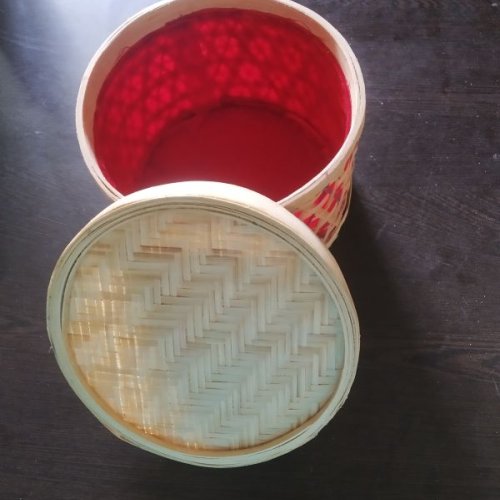 Red Lined Bamboo Jewellery Box