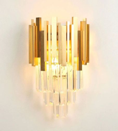 Golden Metal and Crystal LED Wall Light