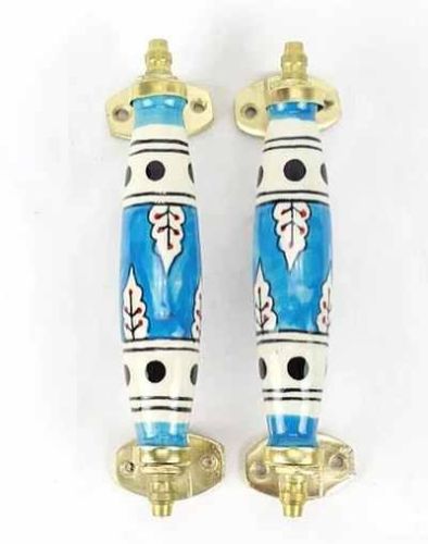 Hand Painted Floral Art Ceramic Door Handle Set