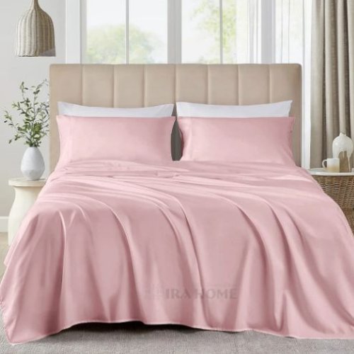 100% Organic Bamboo Rose Pink Three Piece Bed Sheet Set