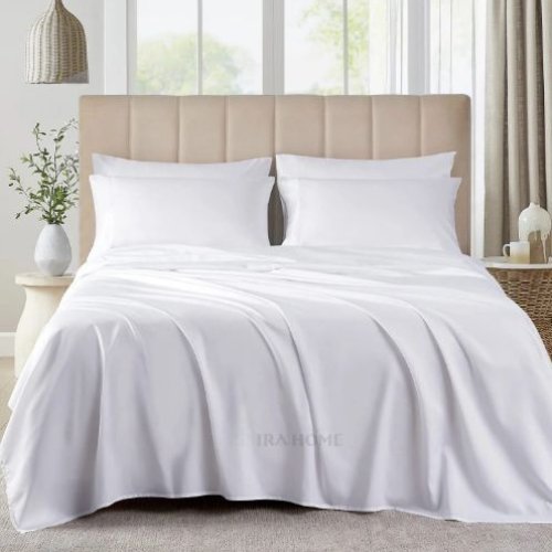 100% Organic Bamboo White Three Piece Bed Sheet Set