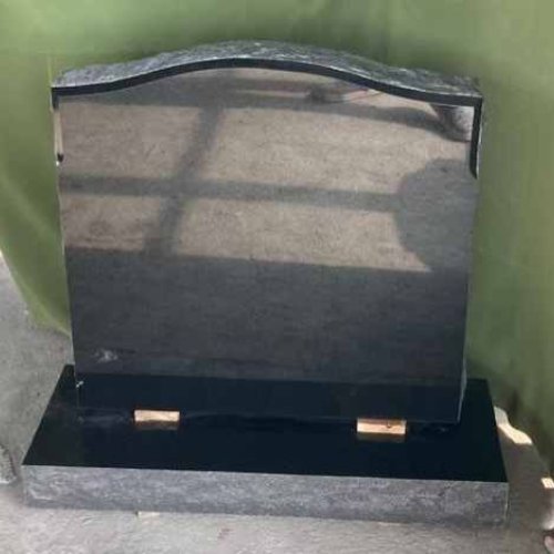 Black C Design Punched Finish Granite Monument