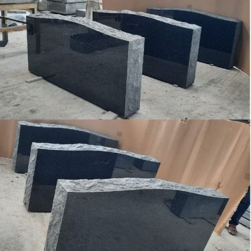 Black Upright Headstone with Sides Rockface Monument