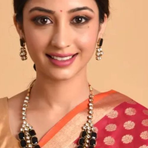 Classic Black & Gold Polki Necklace Set