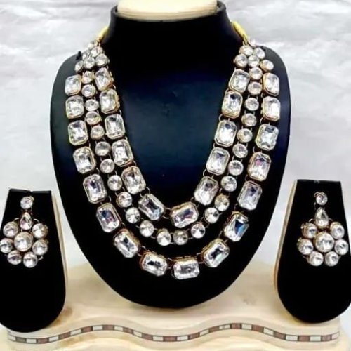 Elegant Polki Stone & Kundan Bridal Necklace Set
