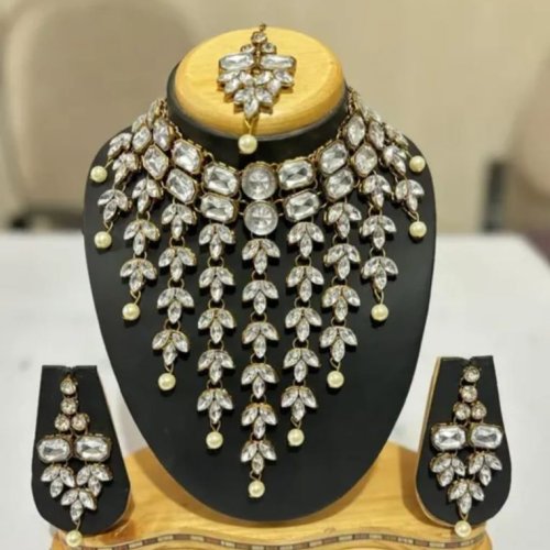 Grand Kundan & Pearl Long Bridal Necklace Set
