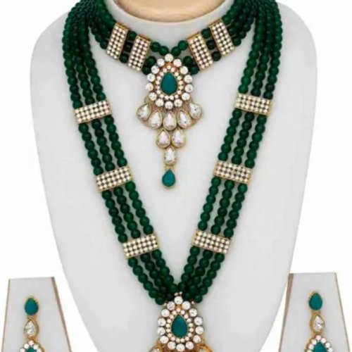 Regal Green Stone & Kundan Bridal Set