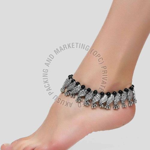 Black Beads Traditional Anklet Pair