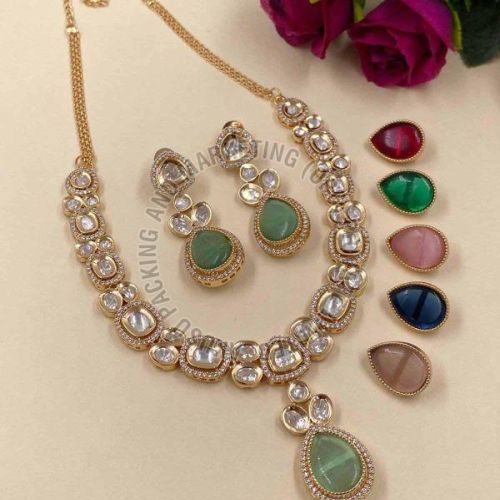 Kundan Polki Stone Necklace Set