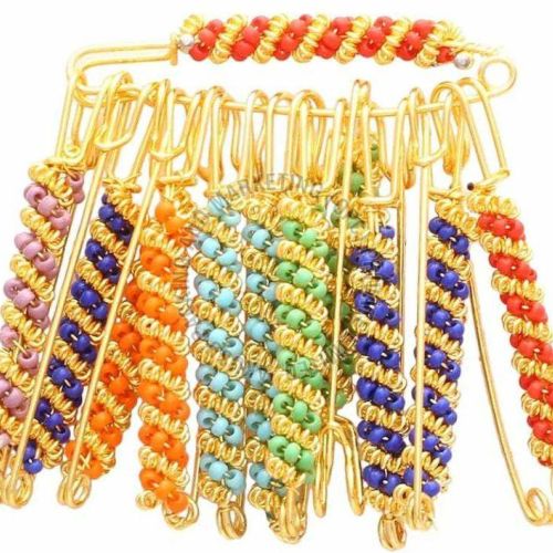 Multi Color Beaded Saree Brooch