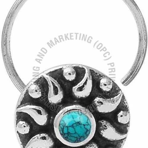 Oxidised Silver Round Shape Pin