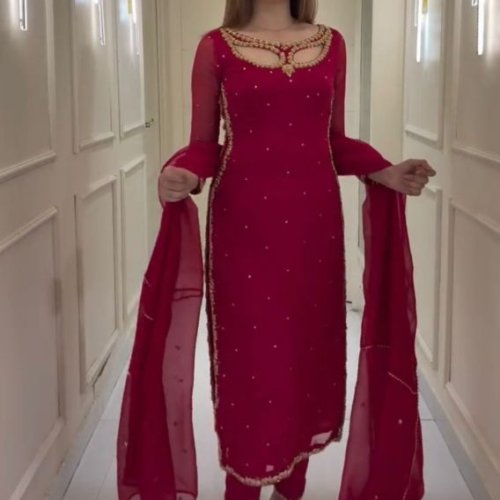 Ladies Maroon Party Wear Suits