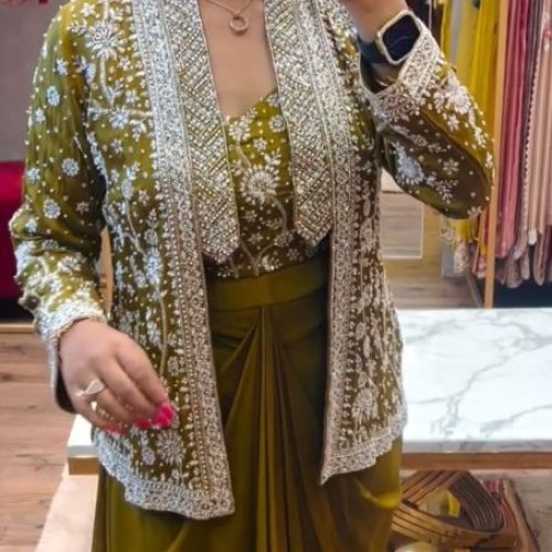 Ladies Olive Party Wear Dress