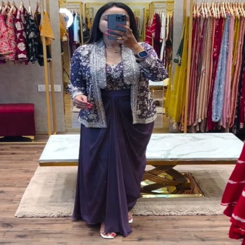 Ladies Purple Party Wear Dress