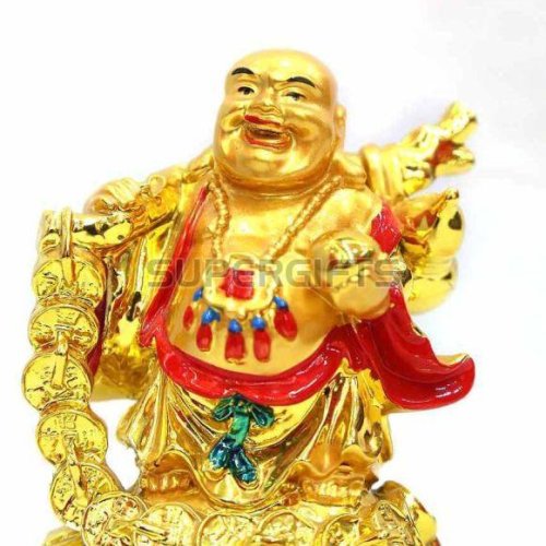 7 Inch Polyresin Golden Laughing Buddha