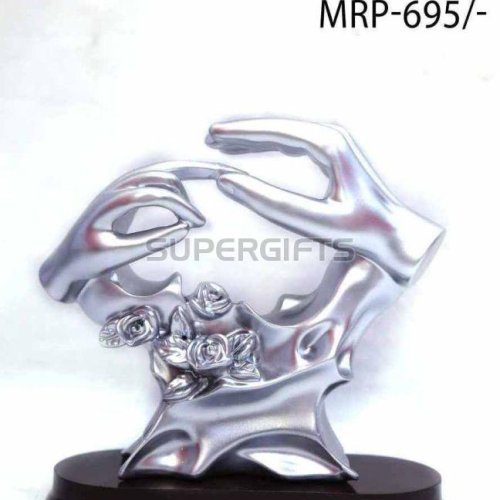 Silver Black Plastic Hand Trophy