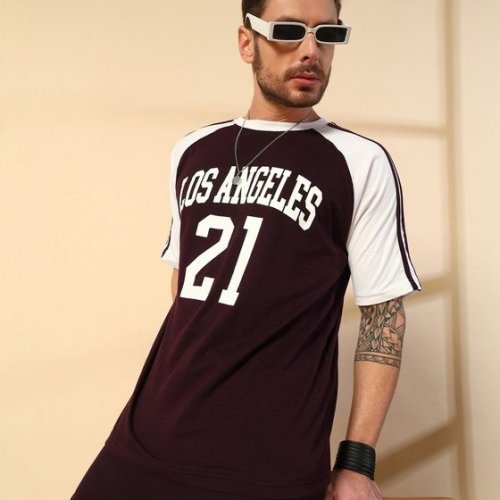 Black White Poly Cotton Screen Ragline Printed Oversize T Shirt