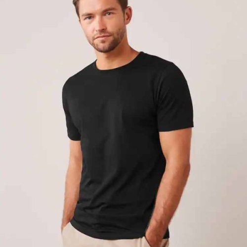 Men Round Neck Cotton Lycra T Shirt