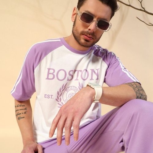 Poly Cotton Ragline Screen Printed Oversized T Shirt