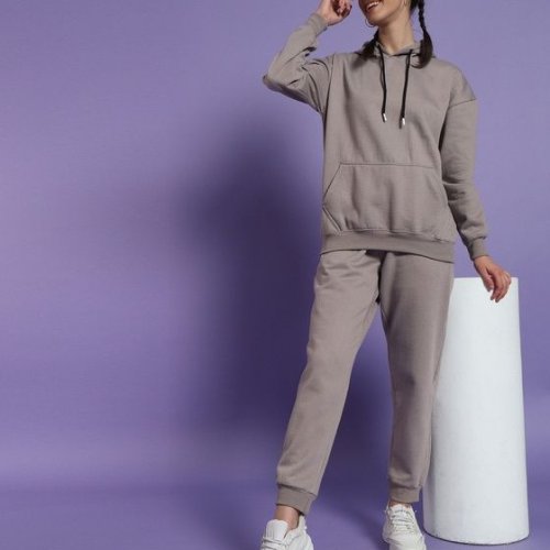 Soild Poly Cotton Fleece Oversized Women Hoodie
