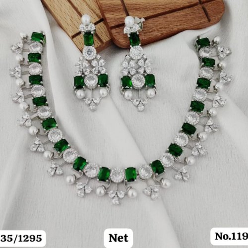 AD Stone Necklace Set with Earrings