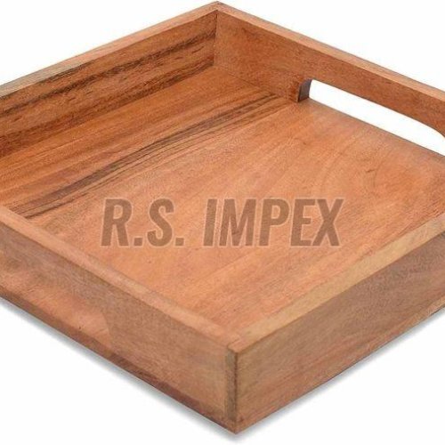 Brown Square Wooden Tray