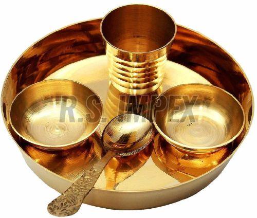 Round Laddu Gopal Brass Bhog Thali Set