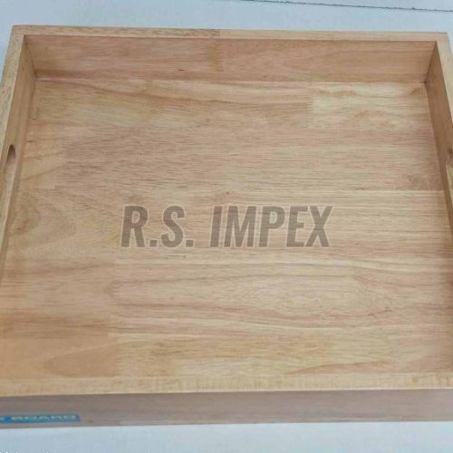 Square Glossy Natural Wooden Tray