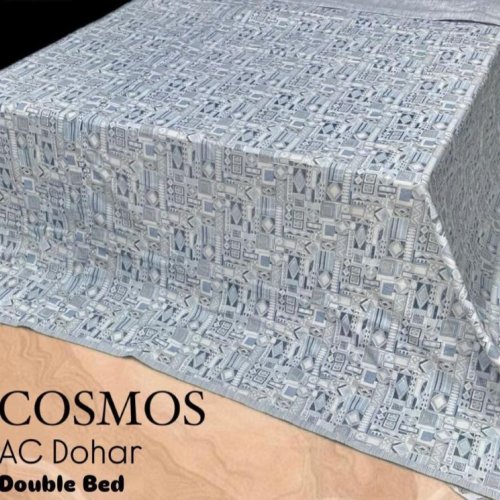 Blue &AMP; White Cosmos AC Dohar Double Bed Sheets