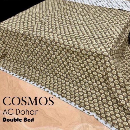 Brown &AMP; Beige Cosmos AC Dohar Double Bed Sheets