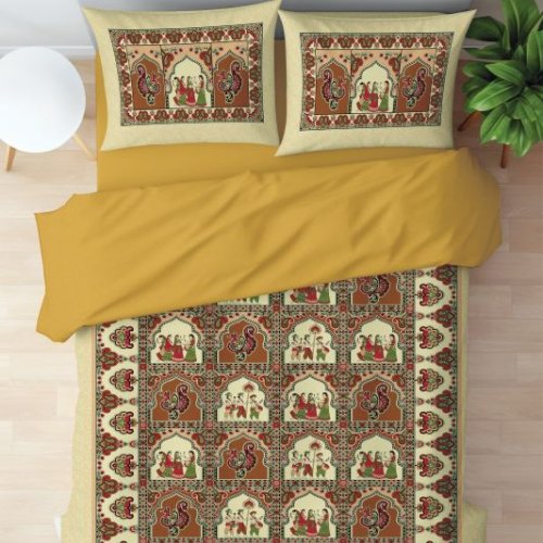 Classic Block Edition Royal Elephant Print Bed Sheet