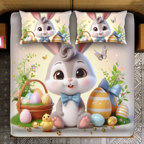 Easter Bunny Egg Garden Print Soft Touch Spring Joy Bedsheet