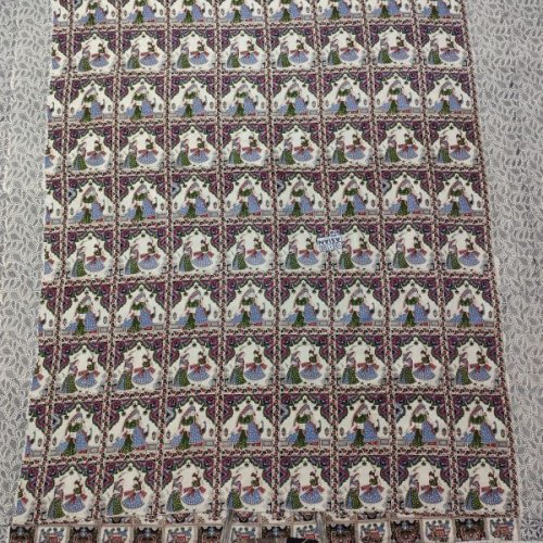 Ethnic Character Grid Print Cotton Bed Sheet