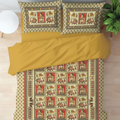 Festival Scene Edition Artisan Panel Print Bed Sheet