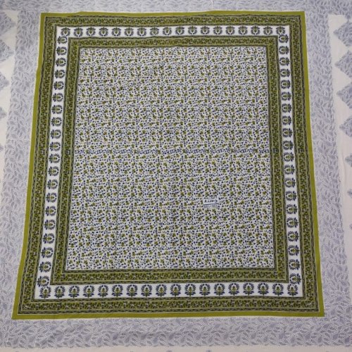 Hand Block Blue &AMP; Green Floral Bed Sheet