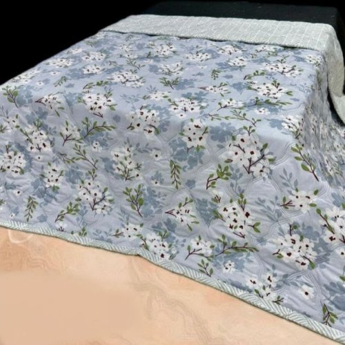 Light Blue Premium Ultrasonic Double Bed Reversible Comforter