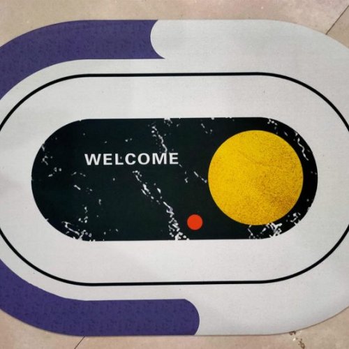 Oval Abstract Velvet Grip Welcome Mat
